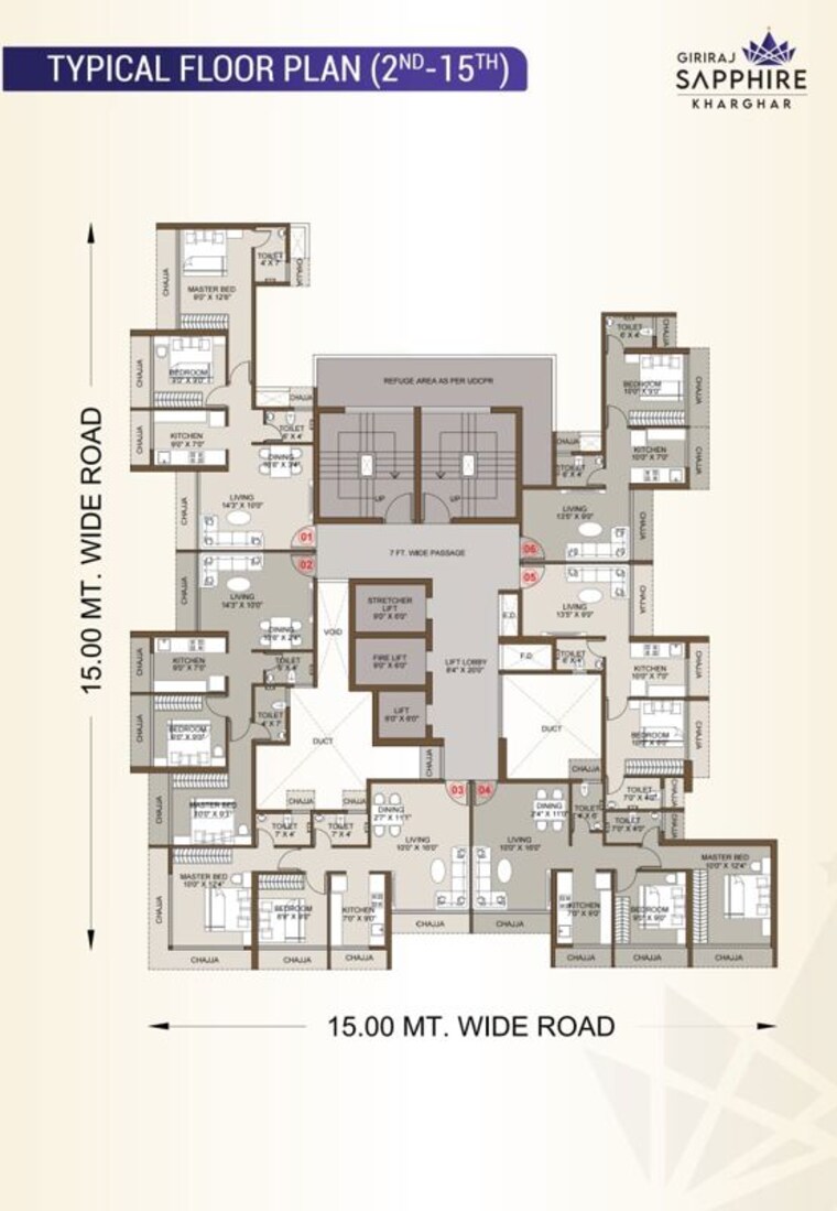 Floor Plan, giriraj-sapphire 2 Bedroom 1050 Sq.Ft. Apartment In Kharghar Sector 35e Navi Mumbai 10130654