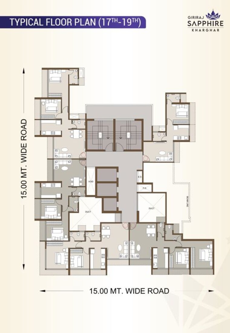 Floor Plan, giriraj-sapphire 2 Bedroom 1050 Sq.Ft. Apartment In Kharghar Sector 35e Navi Mumbai 10130654