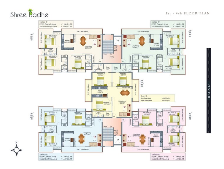 Floor Plan, tupudana 3 Bedroom 1660 Sq.Ft. Apartment In Tupudana Ranchi 10116157