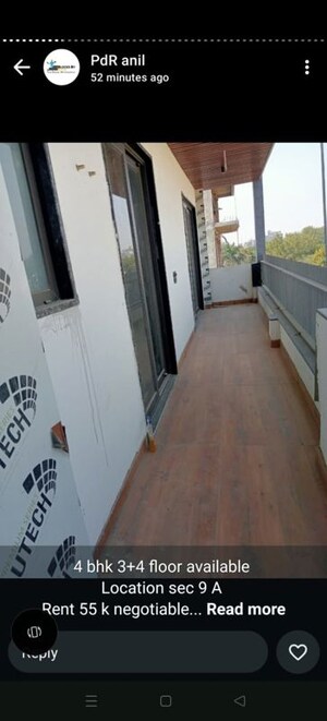 Balcony in 1.5 BHK Independent House at Sector 10 – for Rent