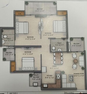 Floor Plan in 3 BHK Apartment at VIctoryone Amara, Sector 16 Greater Noida – for Sale