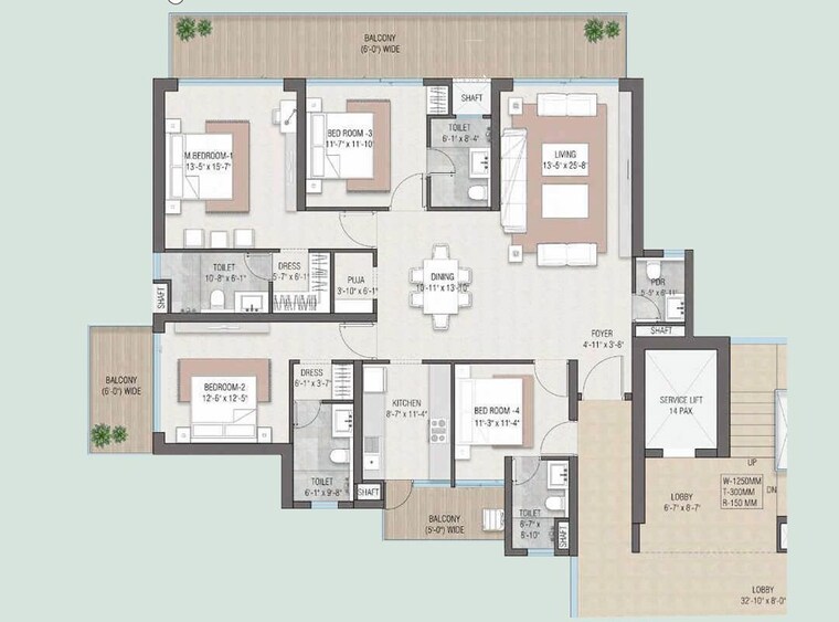 Floor Plan, ss-camasa 4 Bedroom 2530 Sq.Ft. Apartment In Sector 90 Gurgaon 10132401
