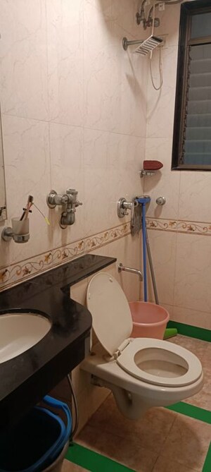 Bathroom in 3 BHK Apartment at Lake Pleasant, Powai – for Rent