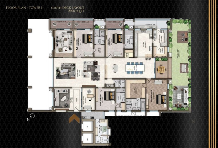 Floor Plan, poulomi-palazzo 4 Bedroom 6225 Sq.Ft. Apartment In Kokapet Hyderabad 10138895