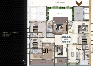 Floor Plan in 4 BHK Apartment at Poulomi Palazzo, Kokapet – for Sale