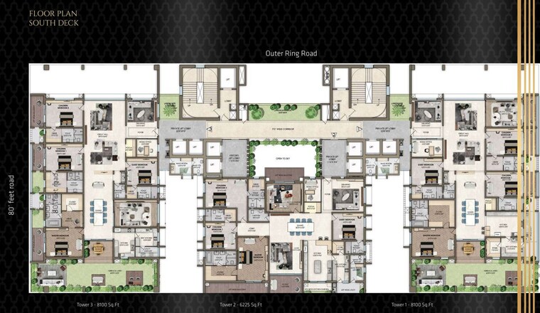 Master Plan, poulomi-palazzo 4 Bedroom 8100 Sq.Ft. Apartment In Kokapet Hyderabad 10140015
