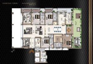 Floor Plan in 4 BHK Apartment at Poulomi Palazzo, Kokapet – for Sale