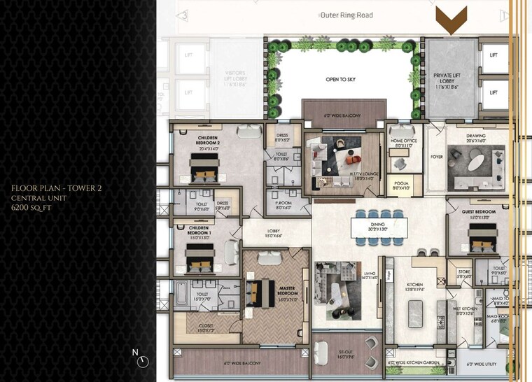 Floor Plan, poulomi-palazzo 4 Bedroom 8100 Sq.Ft. Apartment In Kokapet Hyderabad 10140015