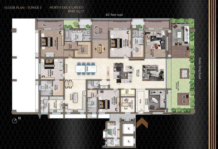 Floor Plan, poulomi-palazzo 4 Bedroom 8100 Sq.Ft. Apartment In Kokapet Hyderabad 10140015