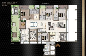 Floor Plan in 4 BHK Apartment at Poulomi Palazzo, Kokapet – for Sale