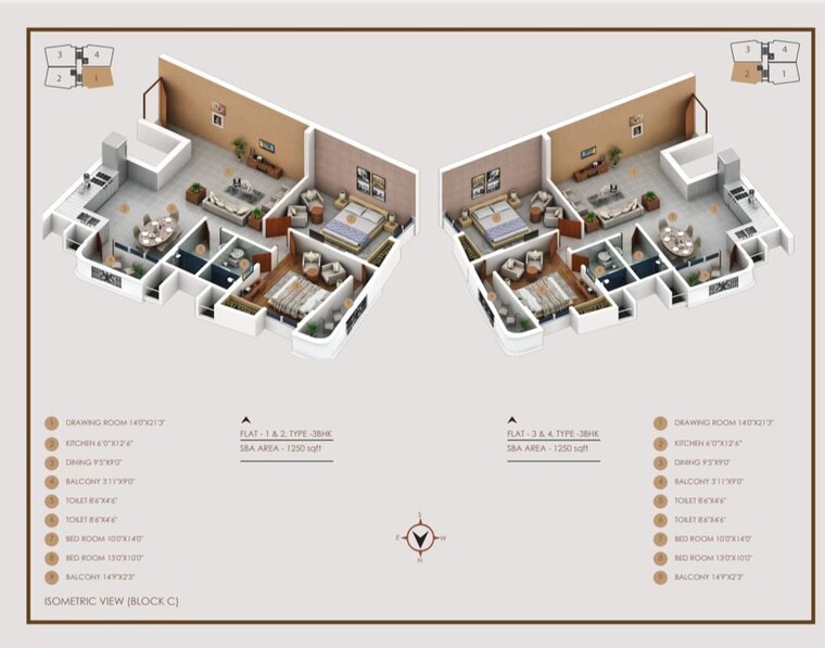 Floor Plan, harmu 3 Bedroom 1730 Sq.Ft. Apartment In Harmu Ranchi 10140825