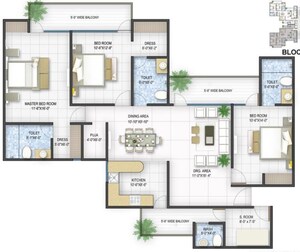 Floor Plan in 3 BHK Apartment at Panchsheel Pratistha, Sector 75 – for Sale