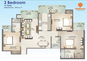 Floor Plan in 3 BHK Apartment at Aims Golf Avenue II, Sector 75 – for Sale