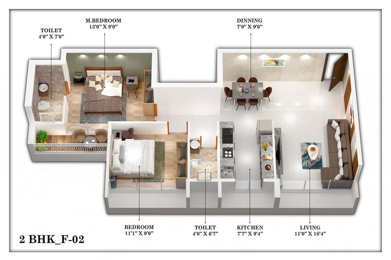 Floor Plan, saras-icon 2 Bedroom 1330 Sq.Ft. Apartment In Seawoods Navi Mumbai 10144302