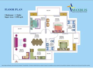 Floor Plan in 3 BHK Apartment at Maxblis White House, Sector 75 – for Sale