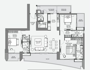 Floor Plan in 3 BHK Apartment at Experion The Trillion, Sector 48 – for Sale