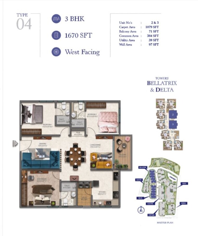 Floor Plan, ira-moon-glade 3 Bedroom 1670 Sq.Ft. Apartment In Narsingi Hyderabad 10146049