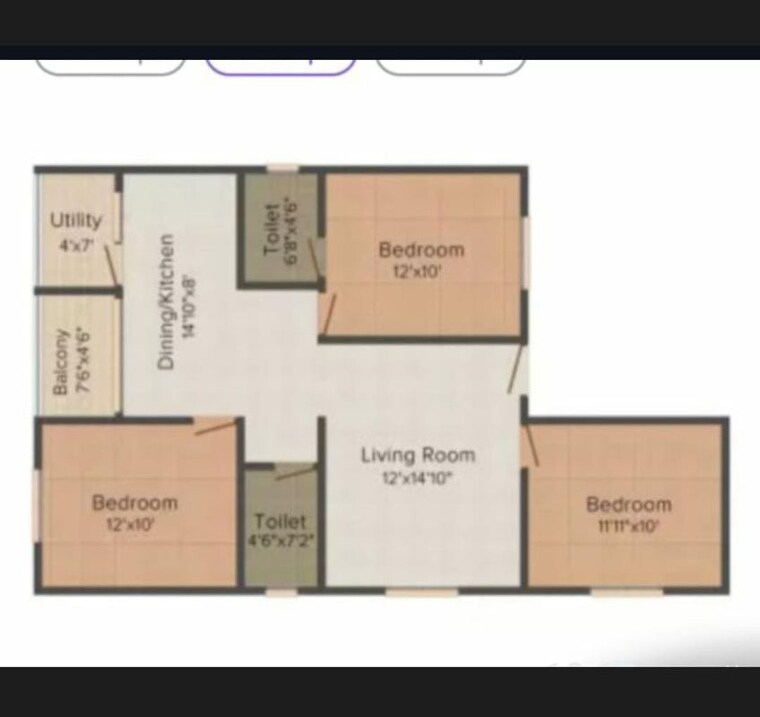Floor Plan, ds-max-streak-nest 3 Bedroom 1325 Sq.Ft. Apartment In Yelahanka Bangalore 10147892