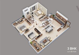 Floor Plan in 3 BHK Apartment at Chaandrai Valeentina Tower, Vadgaon Budruk – for Sale