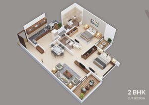 Floor Plan in 2 BHK Apartment at Chaandrai Valeentina Tower, Vadgaon Budruk – for Sale