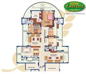Floor Plan in 3 BHK Apartment at Parx Laureate, Sector 108 – for Rent