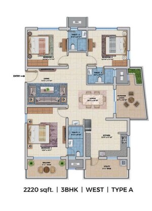 Floor Plan in 3 BHK Apartment at ASBL Spectra, Financial District – for Sale