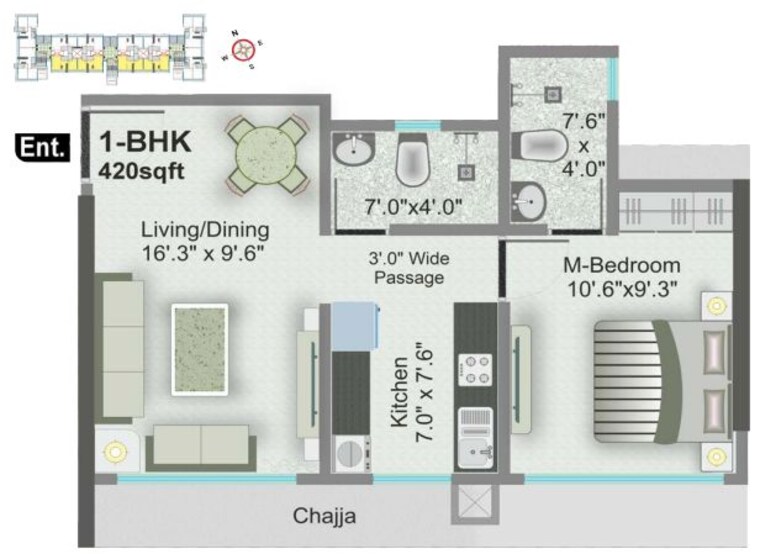 Floor Plan, advent-neel-residency-bhandup 2 Bedroom 635 Sq.Ft. Apartment In Bhandup West Mumbai 10155267