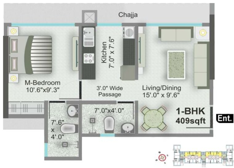 Floor Plan, advent-neel-residency-bhandup 2 Bedroom 635 Sq.Ft. Apartment In Bhandup West Mumbai 10155267