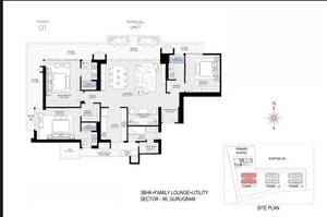Floor Plan in 3.5 BHK Apartment at BPTP Downtown 66, Sector 66 – for Sale