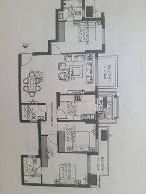 Floor Plan in 3 BHK Apartment at DLF Regal Gardens, Sector 90 – for Rent