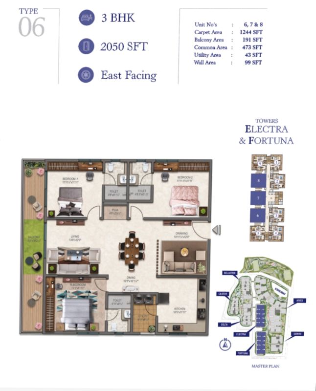 3 BHK + Pooja Room 2050 Sq.Ft. Apartment in IRA Moon Glade