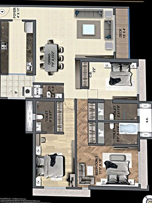 Floor Plan in 3 BHK Apartment at Sonam Opulence, Bhayandar East – for Sale