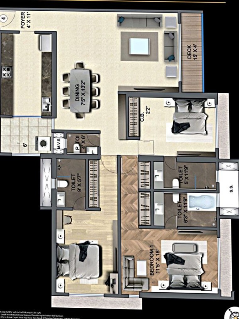 Floor Plan, sonam-opulence 3 Bedroom 2953 Sq.Ft. Apartment In Bhayandar East Thane 10056561