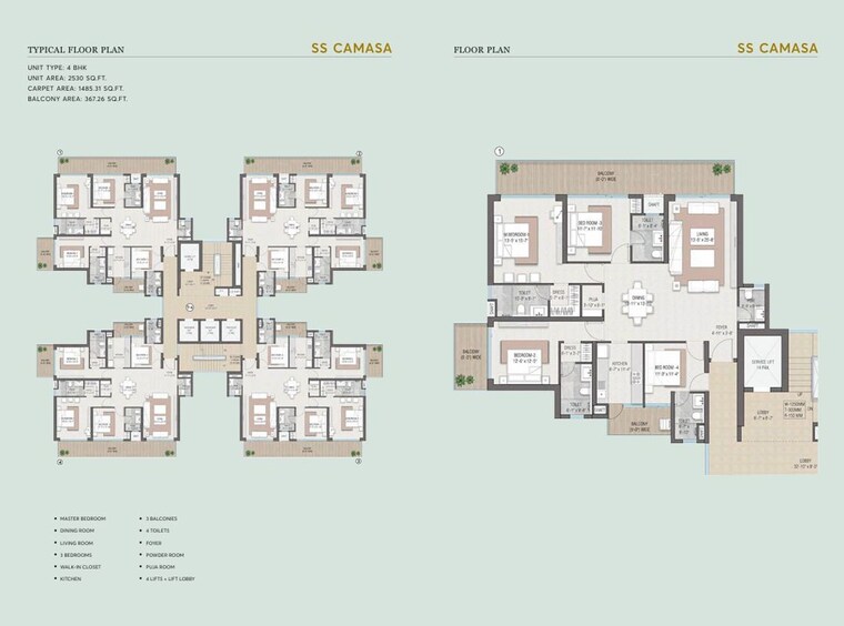 Floor Plan, ss-camasa 4 Bedroom 2530 Sq.Ft. Apartment In Sector 90 Gurgaon 10158740