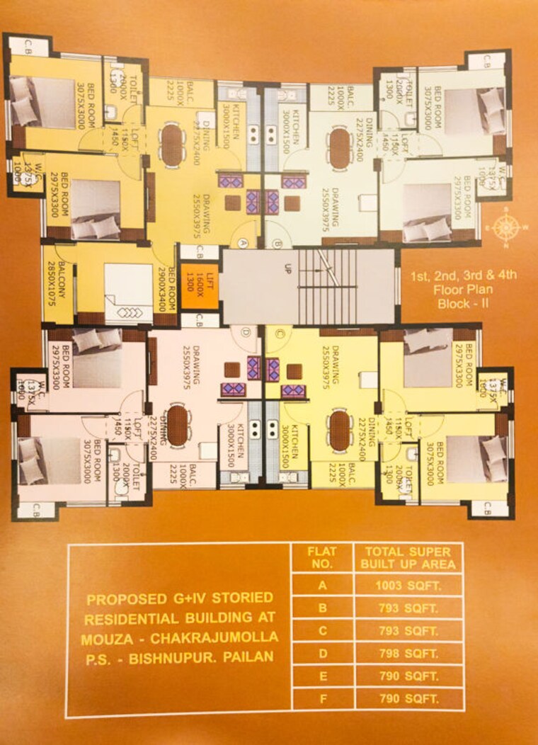 Floor Plan, naurbad 2 Bedroom 1003 Sq.Ft. Apartment In Naurbad Kolkata 10163248