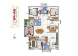 Floor Plan in 3 BHK Apartment at ASBL Spire, Kokapet – for Rent