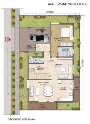 Floor Plan in 3 BHK Villa at Aurobindo Sansa County, Peeranchuruvu – for Sale