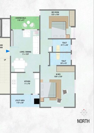 Floor Plan in 2 BHK Apartment at Baner – for Sale