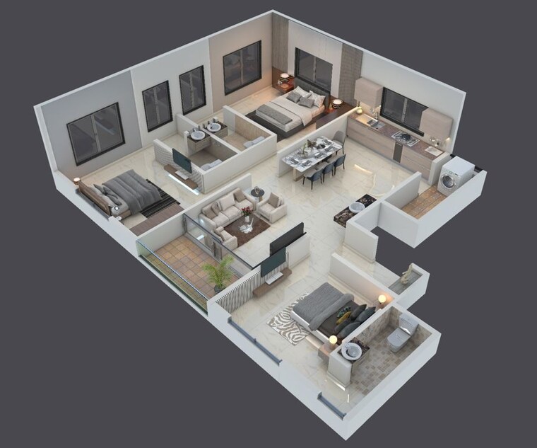 Floor Plan, baner 3 Bedroom 1025 Sq.Ft. Apartment In Baner Pune 10165346