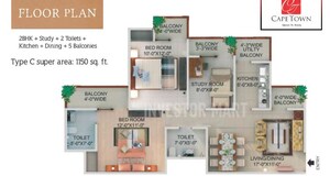 Floor Plan in 2.5 BHK Apartment at Supertech Cape Town, Sector 74 – for Sale
