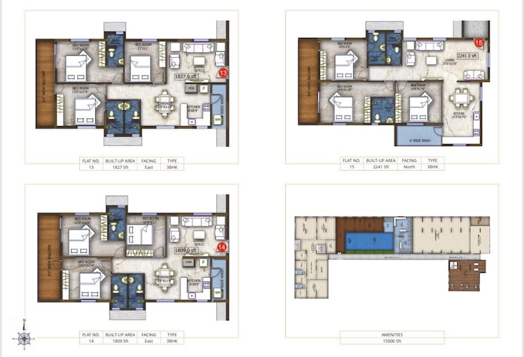 Floor Plan, eapl-sri-tirumala-fortune 3 Bedroom 1872 Sq.Ft. Apartment In Tukkuguda Hyderabad 10166489