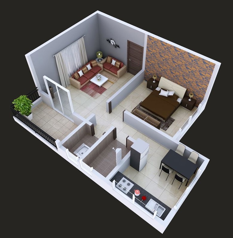 Floor Plan, kiwale 1 Bedroom 420 Sq.Ft. Apartment In Kiwale Pune 10153512