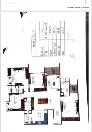 Floor Plan in 4 BHK Apartment at Sumadhura Folium, Whitefield – for Rent
