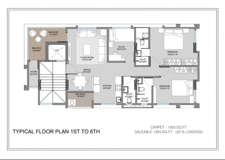 Floor Plan, karve nagar 2.5 Bedroom 1320 Sq.Ft. Apartment In Karve Nagar Pune 10120648