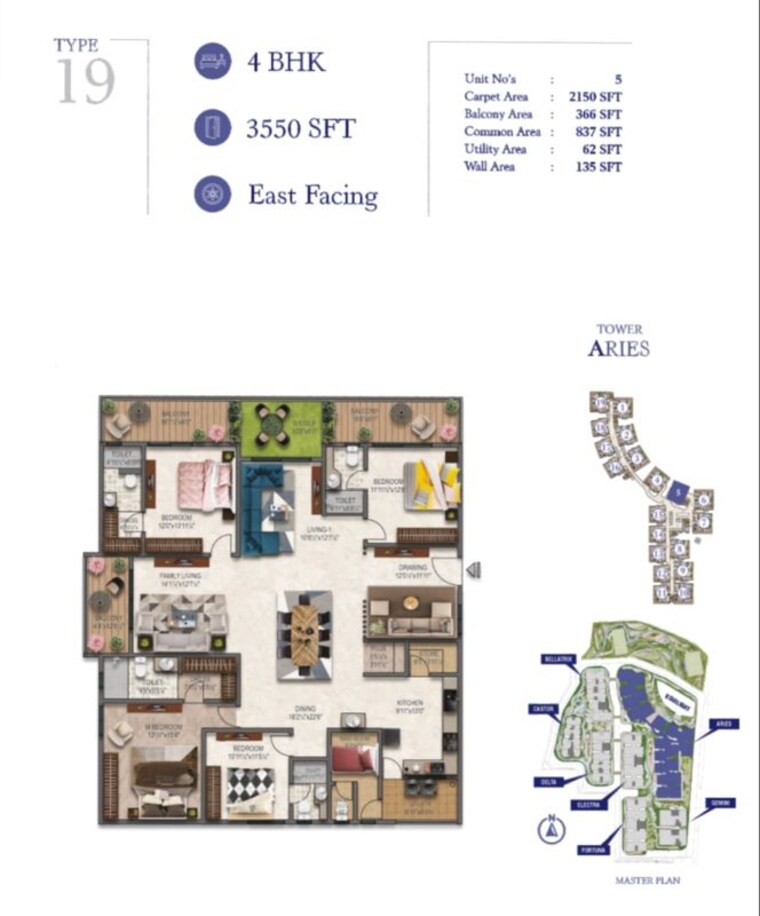 Floor Plan, ira-moon-glade 4 Bedroom 3550 Sq.Ft. Apartment In Narsingi Hyderabad 10168515