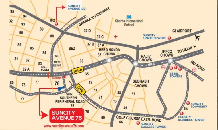 Map Location, suncity-avenue-76 2 Bedroom 735 Sq.Ft. Apartment In Sector 76 Gurgaon 10168675