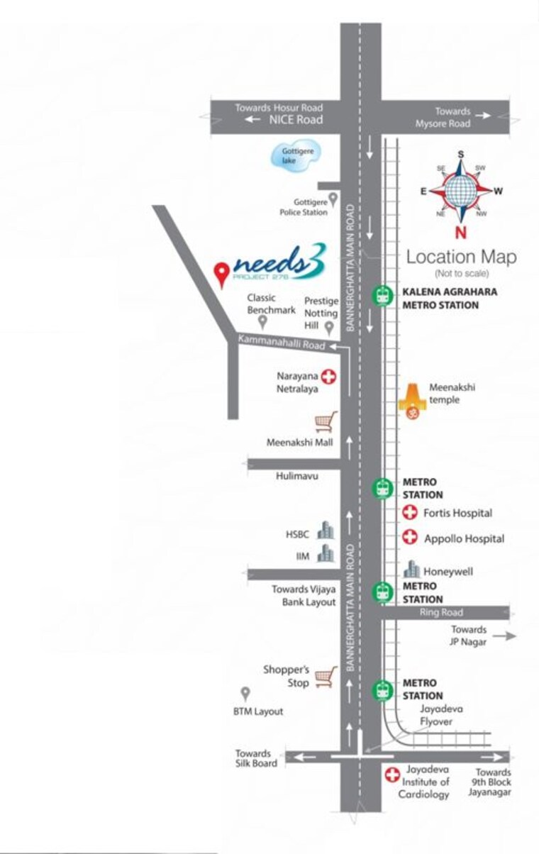Map Location, ds-needs-3-project-276 2 Bedroom 1160 Sq.Ft. Apartment In Kalena Agrahara Bangalore 10168732