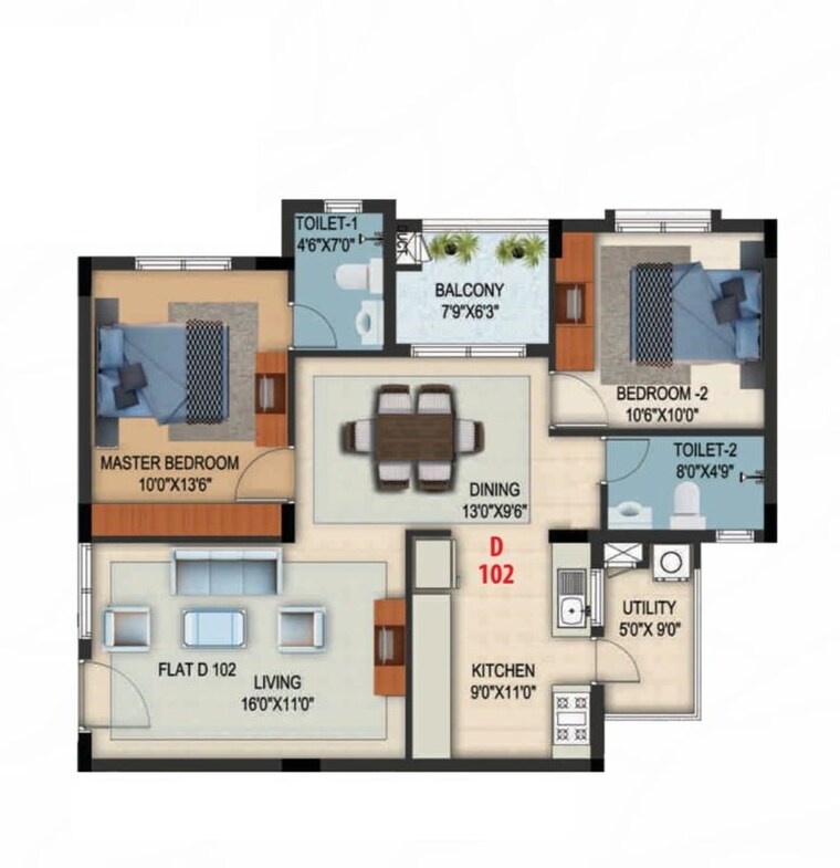 Floor Plan, ds-needs-3-project-276 2 Bedroom 1160 Sq.Ft. Apartment In Kalena Agrahara Bangalore 10168732