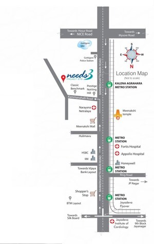 3 BHK Apartment – Map Location View at DS Needs 3 Project 276, Kalena Agrahara - for Sale