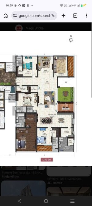 Floor Plan in 4 BHK Apartment at Sri Fortune Sonthalia Sky Villas, Kokapet – for Sale